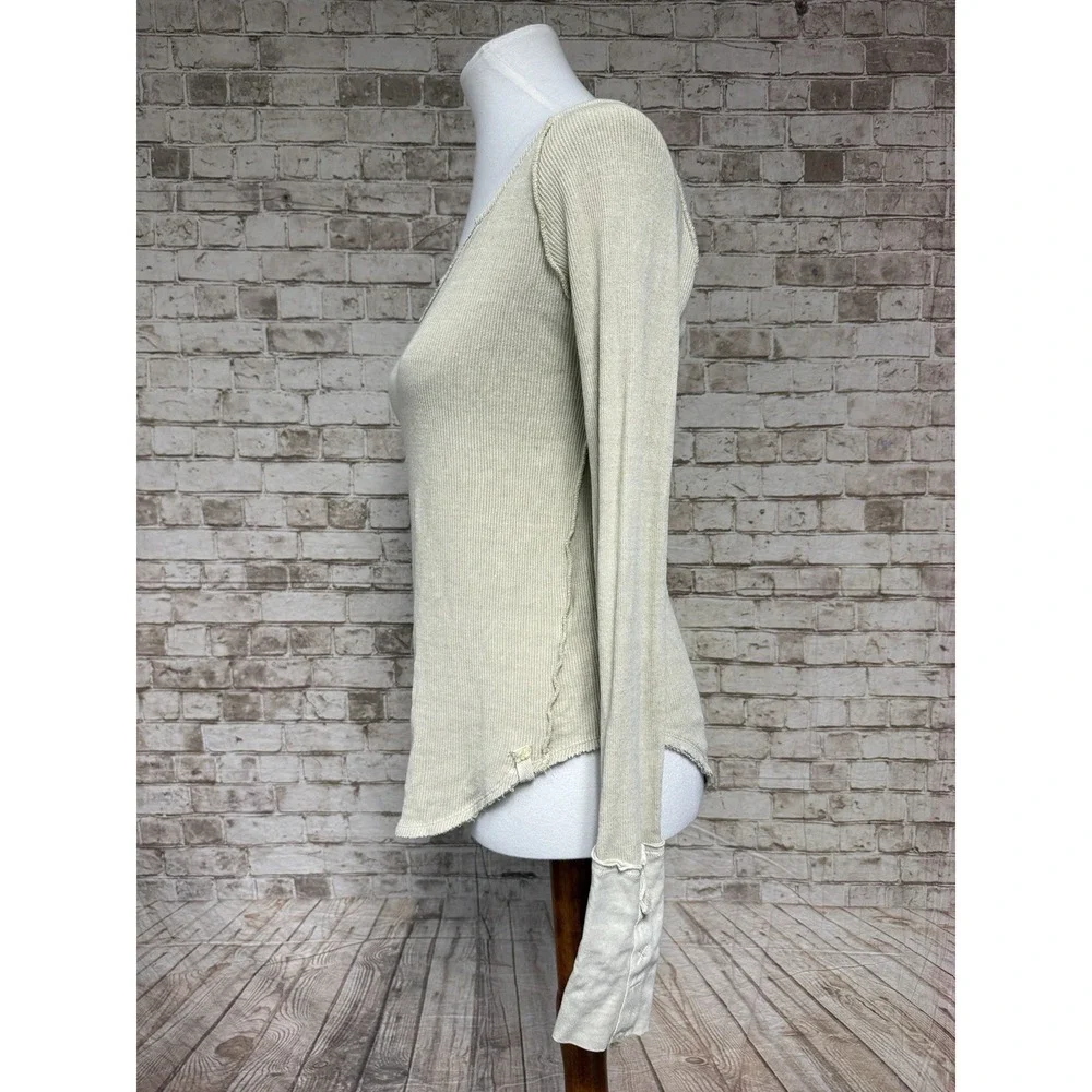 FREE PEOPLE We the Free' Thermal Long Sleeve Top XS‎ IVORY boho